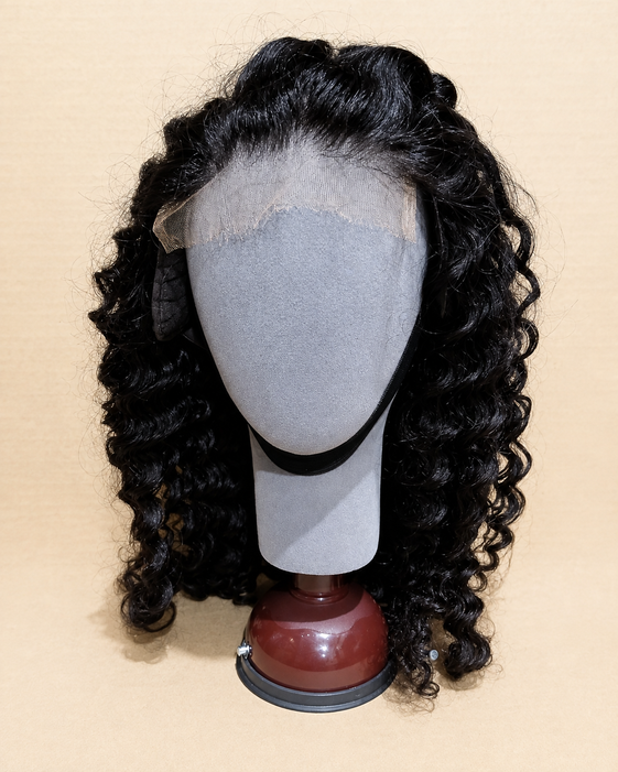 Virgin Hair 5x5 HD lace deep curly wig  16"